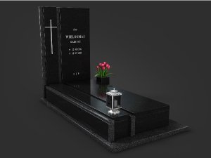 Пам'ятник із сірого граніту для двох поховань львів