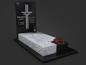 Пам'ятник із сірого граніту для двох поховань львів