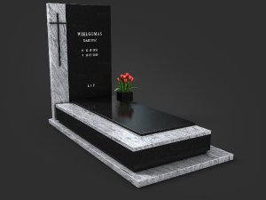 Пам'ятник із сірого граніту для двох поховань львів