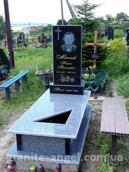 Пам'ятник одинарний стелла з граніту габро надгробок покостівський граніт розмір 186х86см
