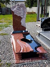 Пам'ятник одинарний ексклюзивний з червоного граніту  розмір 186х86см